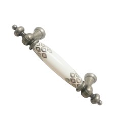 Tomurcuk 1980-80 Gümüş Eskitme Porselen Mobilya Kulp 128 mm