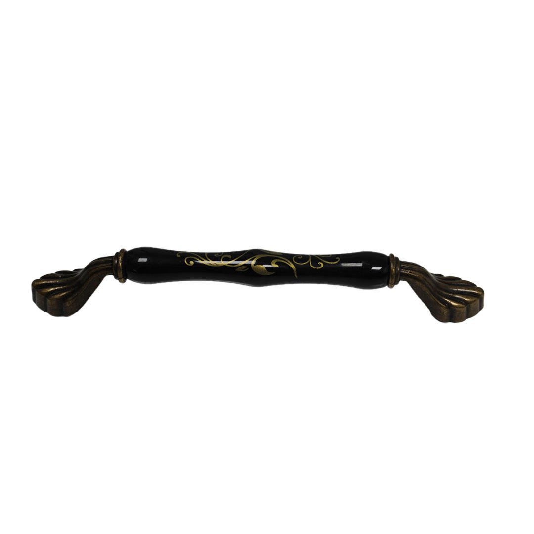 Tomurcuk 2140-40 Siyah Antik Sarı Porselen Mobilya Kulp