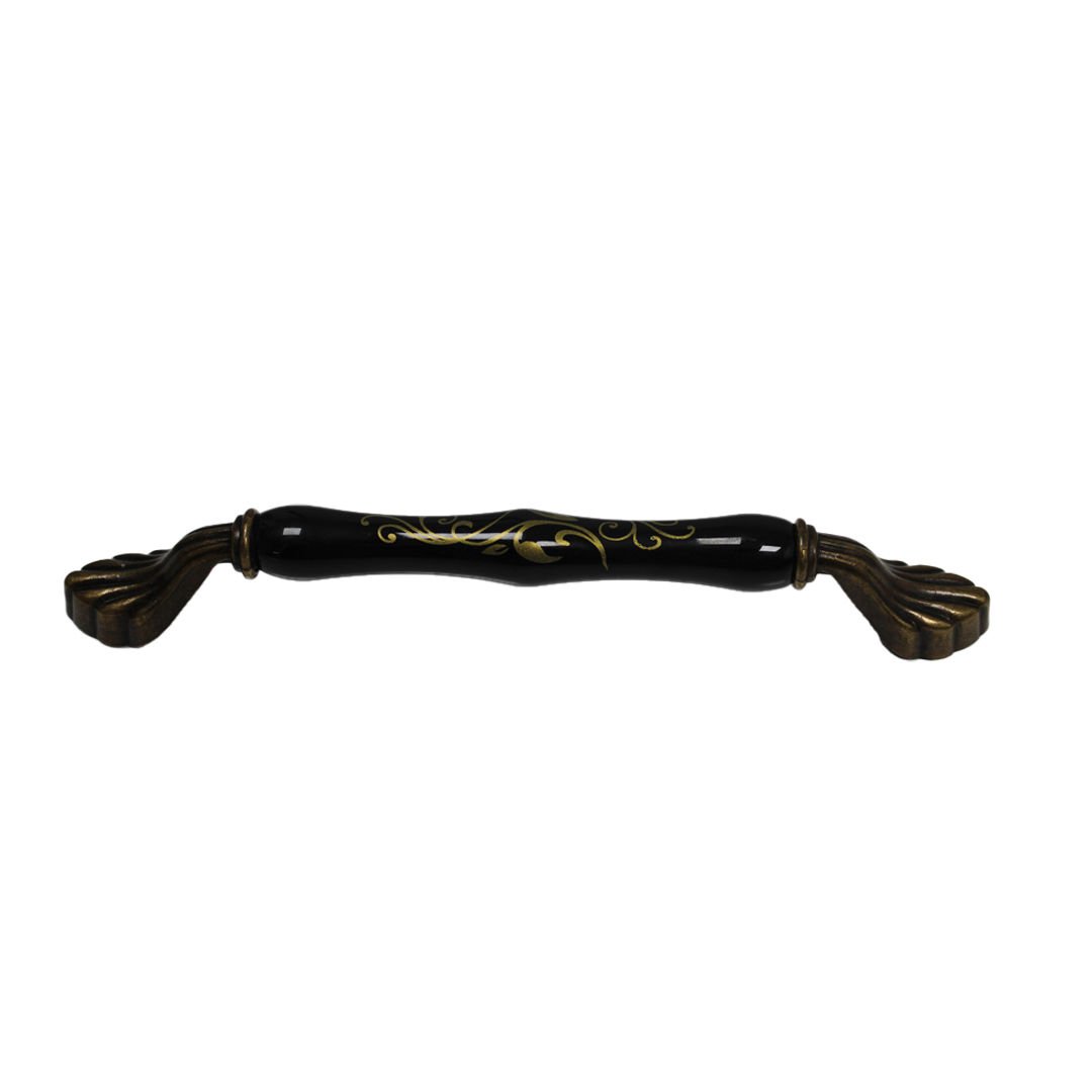 Tomurcuk 2140-40 Siyah Antik Sarı Porselen Mobilya Kulp 192 mm