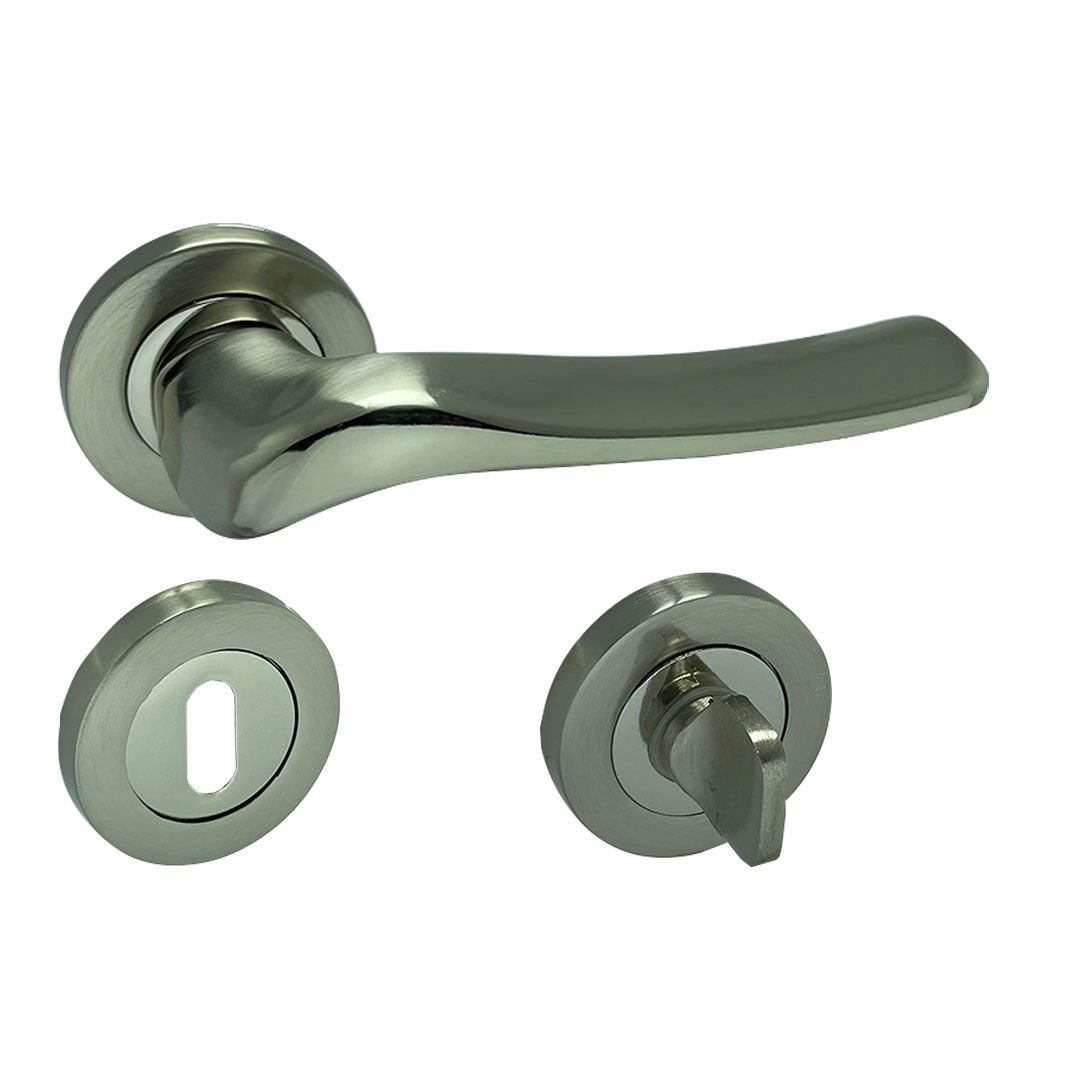 Dooraks Venüs Rozetli Kapı Kolu Nikel Saten Dış Kapısı