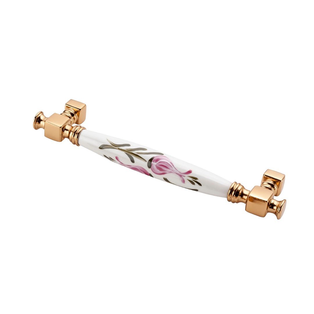 Doğanlar Z-310 Mobilya Porselen Kulp Albrifin Beyaz - Desenli - 128 mm