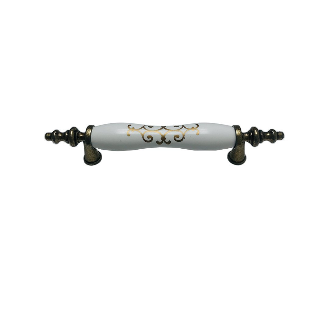 Lider Osmanlı Desen Polimer Mobilya Kulp Antik Sarı - 96 mm