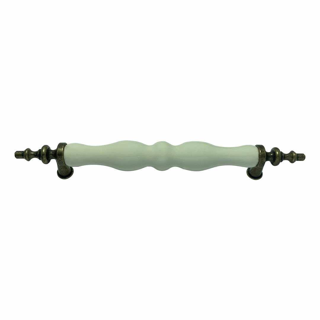 Nur 128 mm Porselen Mobilya Kulp Antik Sarı Krem-128 mm