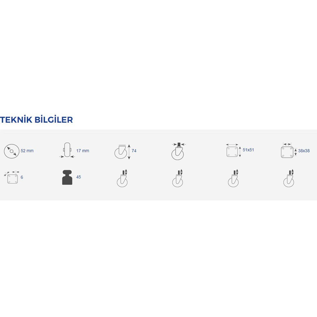 Hts Çift Bilyalı Tablalı Mobilya Tekeri 50 x 20 331 - Frensiz