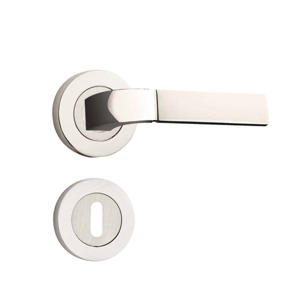 Hira Toygar Nikel Saten Rozetli Kapı Kolu Oda Kapısı