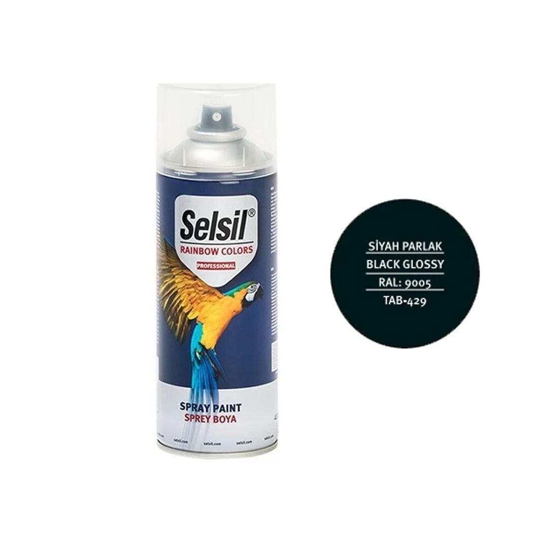 Selsil Rainbow 400 ml Sprey Boya Parlak Siyah