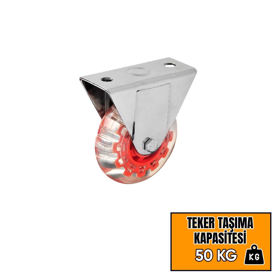 Hts Şeffaf Makaralı Sabit Mobilya Tekeri 375 - Frensiz