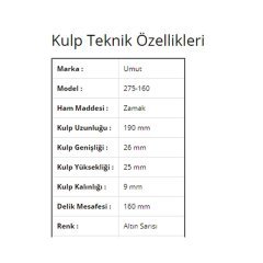 Umut 275 Taşlı Mobilya Kulp Krom