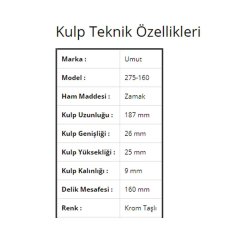 Umut 275 Taşlı Mobilya Kulp Krom