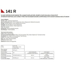 Kale Kilit Oval Oda Kapı Kilidi - 141R-45 mm / Sarı