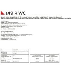 Kale Kilit Oval Wc Kapı Kilidi - 149R-45 mm / Sarı