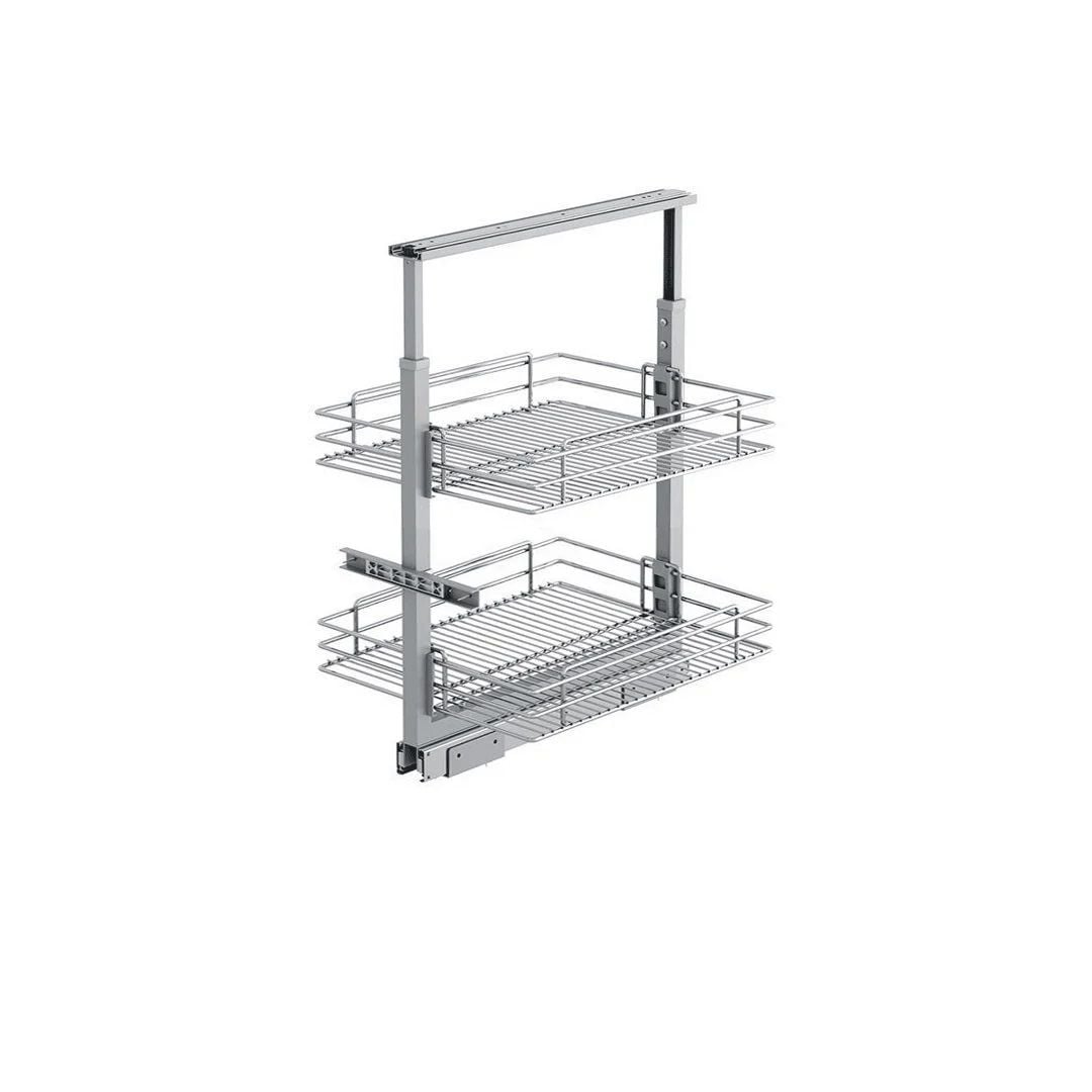 Starax Sepetli Teleskopik Mutfak Kiler 1103 Tel Sepetli / 40 cm - 60 cm - 80 cm Arası / 2 Sepetli