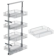 Starax Sepetli Teleskopik Mutfak Kiler 1104 Tel Sepetli / 45 cm - 60 cm - 80 cm Arası / 2 Sepetli