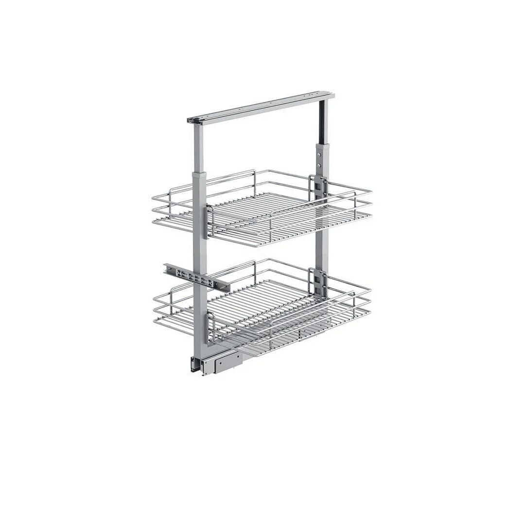 Starax Sepetli Teleskopik Mutfak Kiler 1104 Tel Sepetli / 45 cm - 60 cm - 80 cm Arası / 2 Sepetli