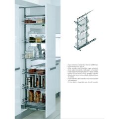 Starax Sepetli Teleskopik Mutfak Kiler 1104 Tel Sepetli / 45 cm - 60 cm - 80 cm Arası / 2 Sepetli