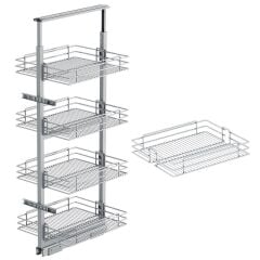 Starax Sepetli Teleskopik Mutfak Kiler 1105 Tel Sepetli / 50 cm - 60 cm - 80 cm Arası / 2 Sepetli