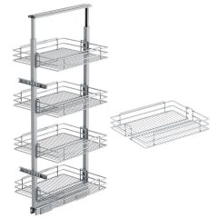 Starax Sepetli Teleskopik Mutfak Kiler 1120 Tel Sepetli / 35 cm - 125 cm - 140 cm Arası / 4 Sepetli