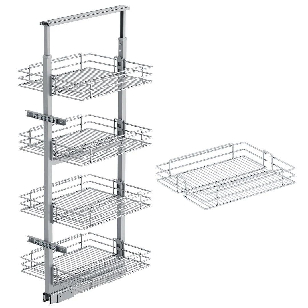 Starax Sepetli Teleskopik Mutfak Kiler 1122 Tel Sepetli / 45 cm - 125 cm - 140 cm Arası / 4 Sepetli