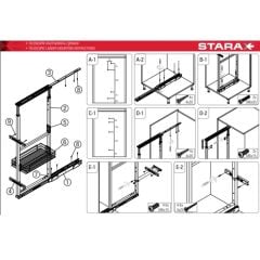 Starax Sepetli Teleskopik Mutfak Kiler 1124 Tel Sepetli / 55 cm - 125 cm - 140 cm Arası / 4 Sepetli