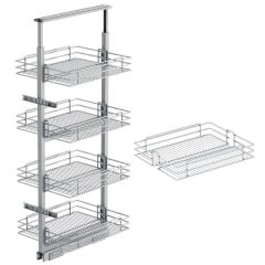 Starax Sepetli Teleskopik Mutfak Kiler 1521 Ahşap Tabanlı / 40 cm - 140 cm - 155 cm Arası / 5 Sepetli