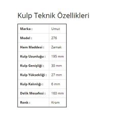 Umut 276 Avangart Mobilya Kulp 160 mm Krom