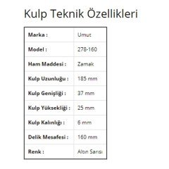 Umut 278 Avangart Mobilya Kulp 160 mm Krom