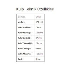 Umut 278 Avangart Mobilya Kulp 160 mm Altın Sarısı