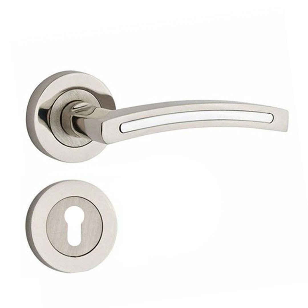 Nobel Armoni Nikel Saten Rozetli Kapı Kolu Dış Kapısı