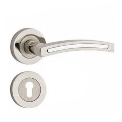 Nobel Armoni Nikel Saten Rozetli Kapı Kolu Dış Kapısı