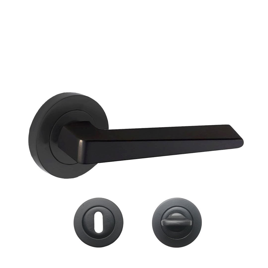 Hira Narin Mat Siyah Rozetli Kapı Kolu Dış Kapısı