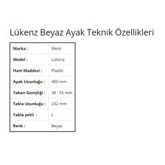 Lükenz Beyaz 40 cm Sehpa Ayağı