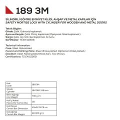 Kale Kilit Emniyet Kilidi 189-4MF / 4 Milli - Nikel