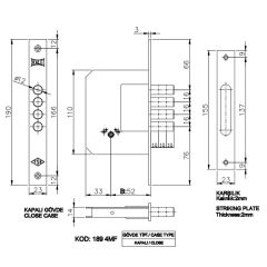 Kale Kilit Emniyet Kilidi 189-4MF / 4 Milli - Nikel