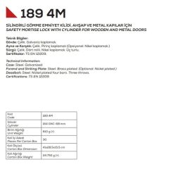 Kale Kilit Emniyet Kilidi 257-GM / 3 Milli - Nikel