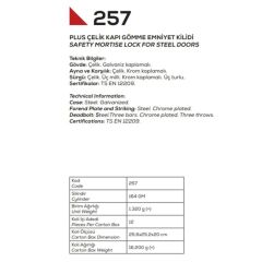 Kale Kilit Emniyet Kilidi 257-GM / 3 Milli - Nikel