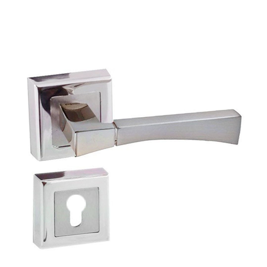 Nobel Viktorya Nikel Saten Kare Rozetli Kapı Kolu Dış Kapısı