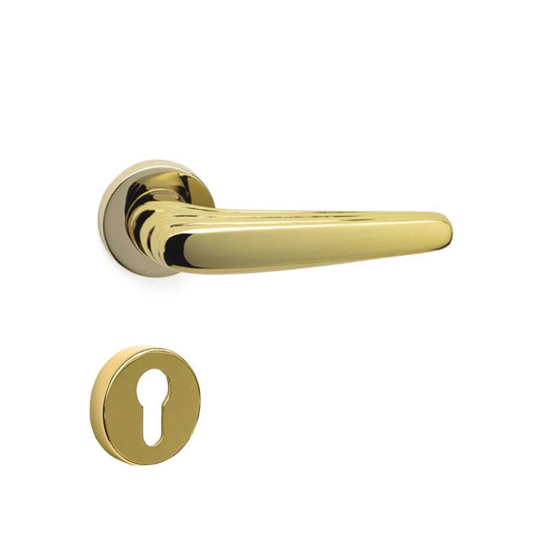 System Trıton GL Altın Yuvarlak Rozetli Kapı Kolu Yale