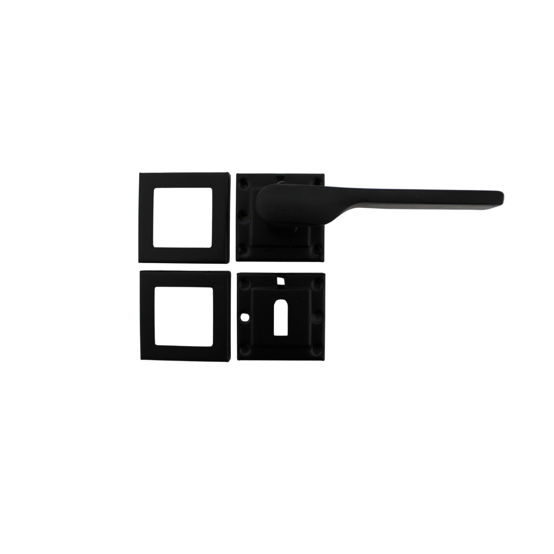 Ahsa Siyah Kare Rozetli Kapı Kolu